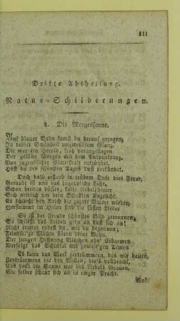 Dritte Abtheilung. Natur-Schilderungen