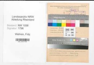 Entnazifizierung Fritz Wehren , geb. 20.02.1894 (Angestellter)