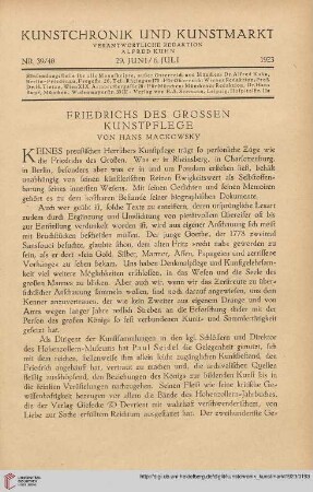 Neue Folge 34 = Jahrgang 58: Friedrichs des Grossen Kunstpflege