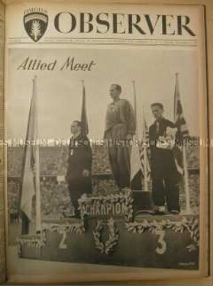 Titelblatt OMGUS Observer. Weekly Newspaper, Office of Military Government for Germany (US) + Berlin , Issue 60 im Band "Observer 1946"