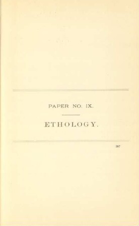 Paper No. IX. Ethology