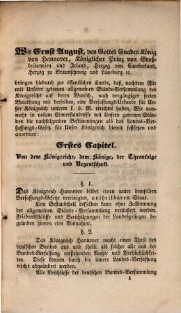 Landes-Verfassungs-Gesetz für das Königreich Hannover : vom 6. August 1840 ; nebst dem Königl. Begleitschreiben an die allgemeinene Stände-Versammlung