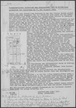 Laufen/Kocher: Visitationsbericht mit Pfarrbericht 1959