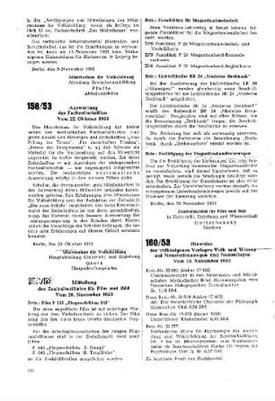 Mitteilung des Zentralinstituts für Film und Bild : 159/53 vom 20. November 1953