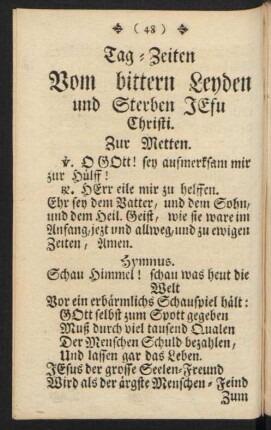Tag-Zeiten Vom bittern Leyden und Sterben JEsu Christi