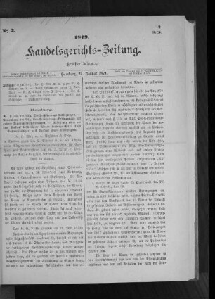 No 2. 1879. Handelsgerichts-Zeitung.