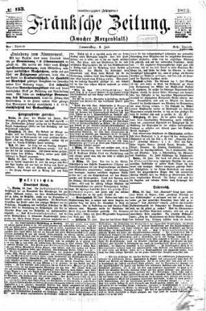 Fränkische Zeitung : Fränkische Tageszeitung ; amtliches Organ der NSDAP ; Amtsblatt aller Behörden. 1875,7/12 = Jg. 31