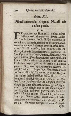Artic. XI. Pseudhermenias aliquot Natali ob oculos ponit.