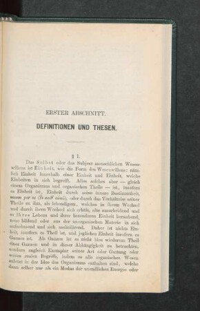 Erster Abschnitt. Definitionen und Thesen