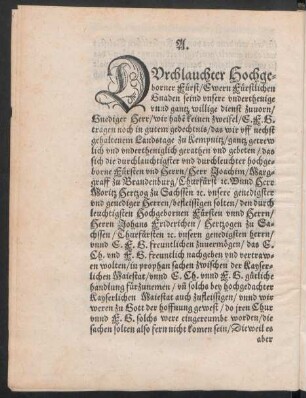 A. Durchlauchter hochgeborner Fürst/ ...