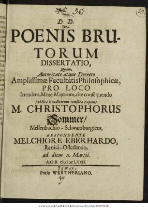 De Poenis Brutorum Dissertatio