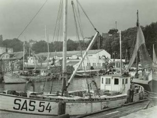 Saßnitz/Rügen: Fischkutter des Fischkombinates Saßnitz (Rügen) im Hafen.