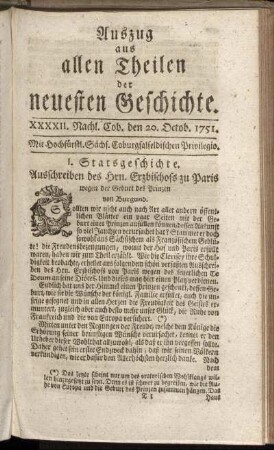 XXXXII. Nachl. Cob. den 20. Octob. 1751.