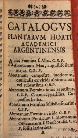 Catalogus plantarum horti Acad. Argentoratensis