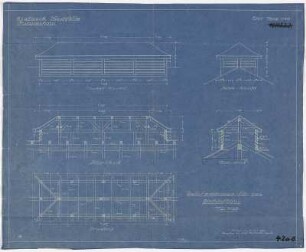 Pumpenhaus [für die Betriebswasserversorgung, Schnitte], Detailzeichnung für den Dachaufbau