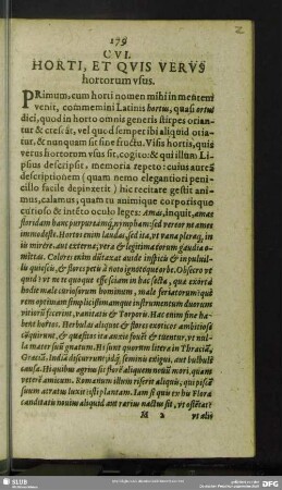 CVI. Horti, Et Quis Verus hottorum usus