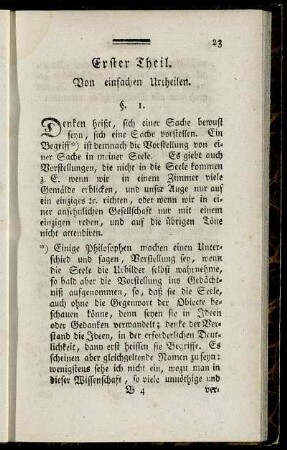 Erster Theil. Von einfachen Urtheilen.