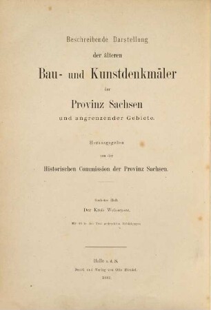 Beschreibende Darstellung der älteren Bau- und Kunstdenkmäler des Kreises Weissensee
