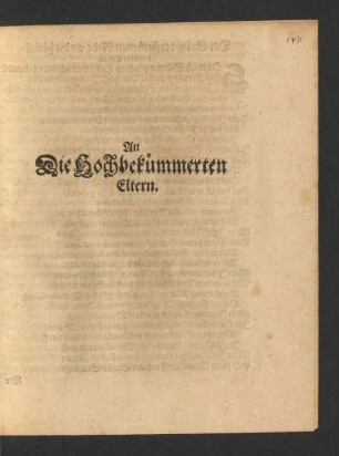 An Die Hochbekümmerten Eltern