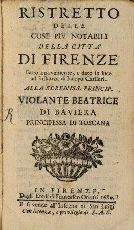 Ristretto delle cose più notabili della città di Firenze