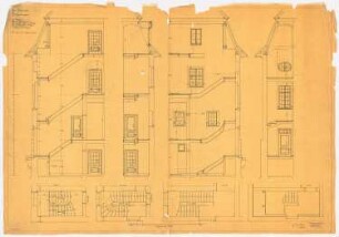 Villa Ostermann, Darmstadt Projekt II: Nebentreppe: Grundrisse und Schnitte, 1:25