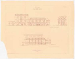 Hotel der Stadt Dresden: Ansicht vom Neustädter Markt, Ansicht von der Augustusbrücke 1:200