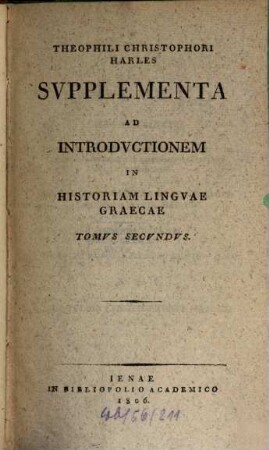 Supplementa ad introductionem in historiam linguae Graecae. 2