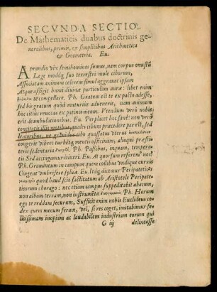 Secunda Sectio. De Mathematicis duabus doctrinis generalibus ...