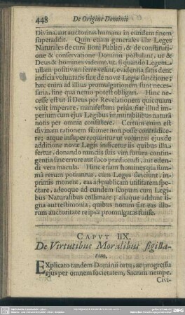 Caput IIX. De Virtutibus Moralibus sigillatim
