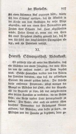 XI. Heurath, Schwangerschaft, Niederkunft.