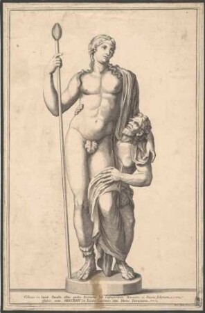 Kolossalgruppe des Dionysos und eines Satyrs, die 1724 in den Horti Farnesiani gefunden wurde (heute Parma, Galleria Nazionale)