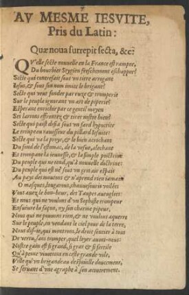 Au Mesme Jesuite, Pris du Latin: ...