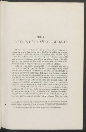 Cuba después de un año de guerra