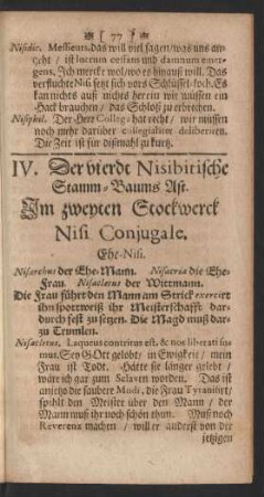 IV. Der vierdt Nisibitische Stamm-Baums Ast. ... Nisi Coniugale. Ehe-Nisi.