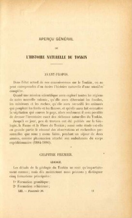 Apercu général de l'histoire naturelle du Tonkin