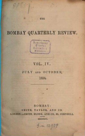 The Bombay quarterly review. 4. 1856,7