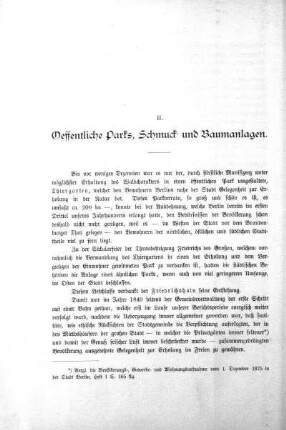 II. Oeffentliche Parks, Schmuck- und Baumanlagen