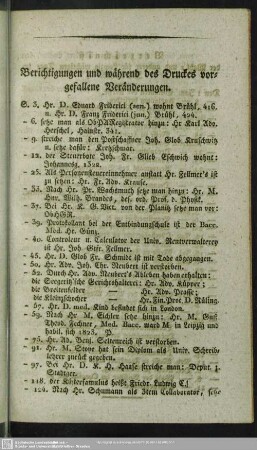 Berichtigungen und während des Druckes vorgefallene Veränderungen