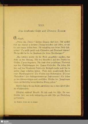 XXII. Das denkende Licht und Dieters Traum
