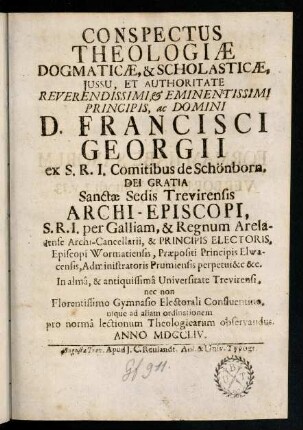 3-372, Conspectus Theologiae Dogmaticae & Scholasticae