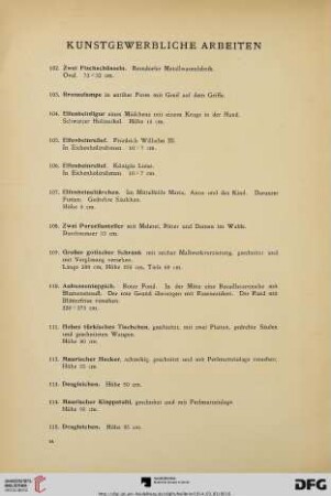 Kunstgewerbliche Arbeiten (Nr. 102-122)