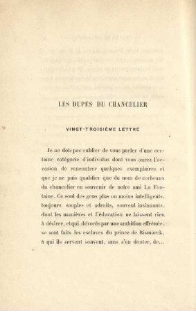 Les dupes du chancelier. Vingt-troisième lettre
