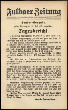 Ausgabe vom Dienstag, den 18. Mai 1915.