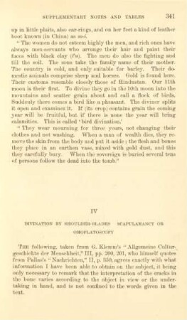 IV. Divination by shoulder-blades scapulamancy or omoplatoscopy