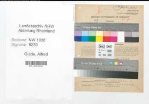 Entnazifizierung Alfred Glade , geb. 13.10.1904 (Bahnbeamter)