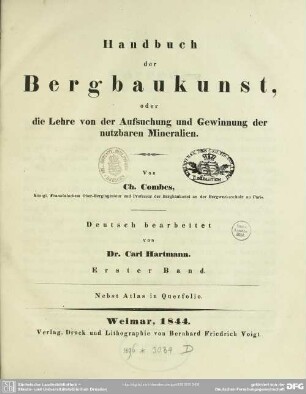 1: Handbuch der Bergbaukunst : oder die Lehre von der Aufsuchung und Gewinnung der nutzbaren Mineralien