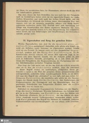 III. Eigenschaften und Rang des gemalten Bildes