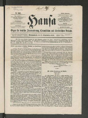 No. 267. Sonnabend, den 23. September 1854.