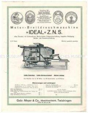 Motor-Breitdreschmaschine "Ideal"
