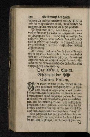 Das XXXIII. Capitel. Geschwulst der Füsse. Oedema Pedum.